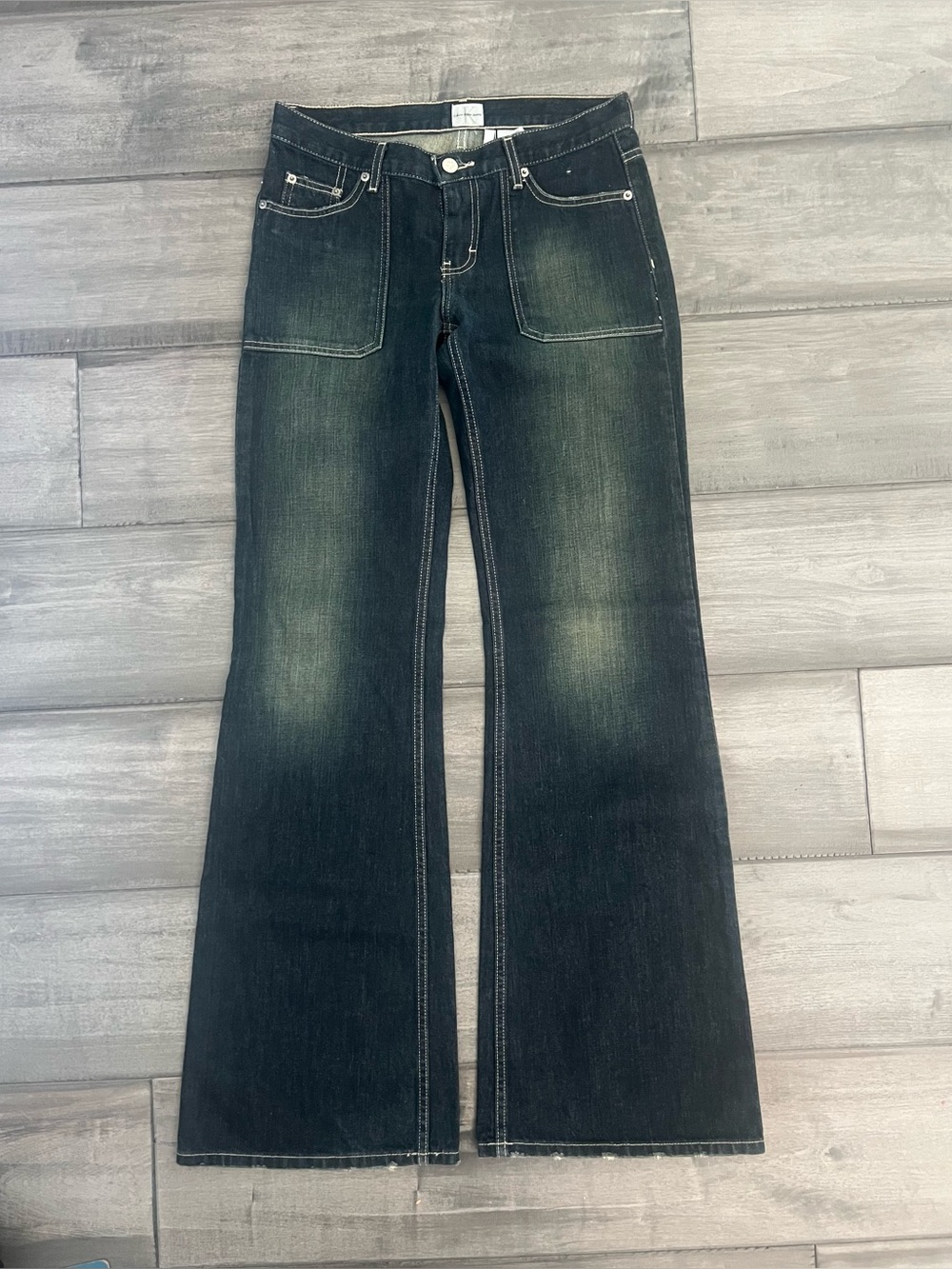 Calvin Klein Women's Dark Wash Flare Jeans - Mid Rise
